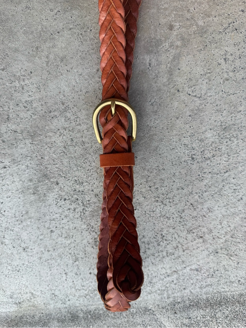 J. Crew Braided Leather Belt in Rich Brown Cognac with Brass Buckle XS/S 40” - Picture 12 of 16